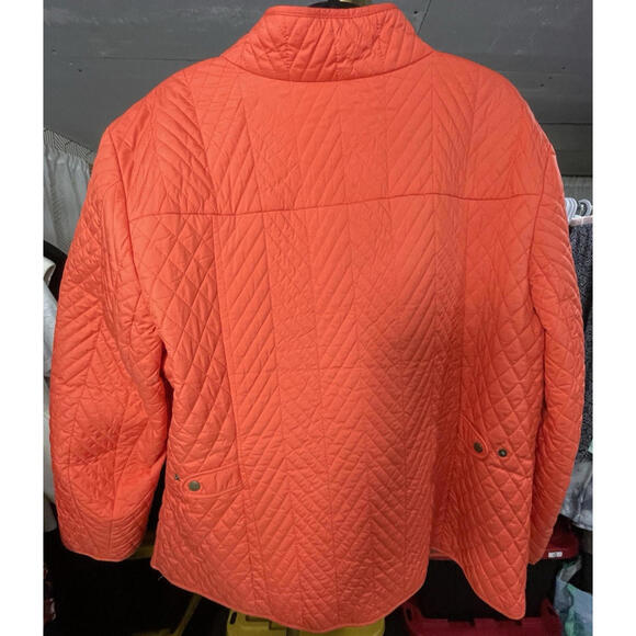 Talbots Quilted Barn Jacket Tangerine Orange Pockets Size 3X - Picture 3 of 4